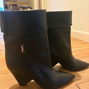 Saint Laurent Black Ankle Boots with Logo Detail